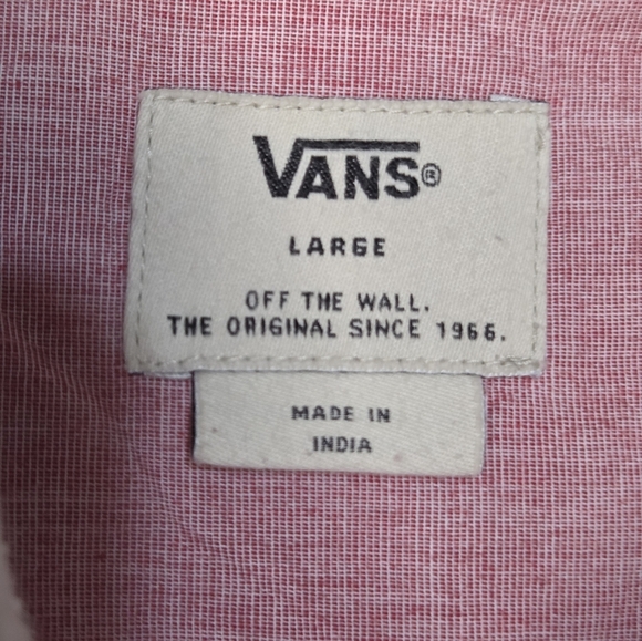 VANS Off The Wall Red Striped Button Up Short Sleeve Shirt Mens L Skate - Picture 3 of 6